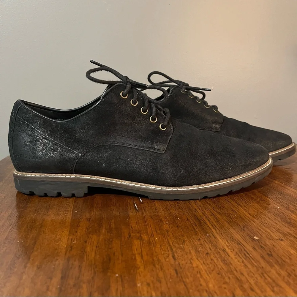 Cole Haan Grand Suede Oxford Mens 11.5Leather Lace Up Comfort Shoe Black Nu buck